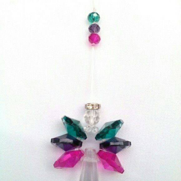 Crystal Angel Rainbow Maker Suncatcher Festive Flow Pretty Teap Pink & Purple - Picture 3 of 8